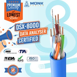 MONK CABLES | CAT6 Plenum Cable 1000ft | UTP, 23AWG, 550MHz | DSX-8000 Certified | Most Certified Cable of The Whole Market (Brown)