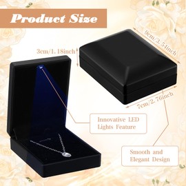 Landical 10 Pieces LED Pendant Boxes Lighted Necklace Gift Box Velvet Necklace Case with Light Jewelry Storage Display Case for Proposal Engagement Wedding Anniversary Birthday Gift