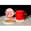 Set of 4 Ceramic Drink Coasters Pink Marble Pattern -