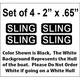 Sticker Decal Vinyl Set of 4 - 2" x .65" Sling Boat Decals - Matte Black