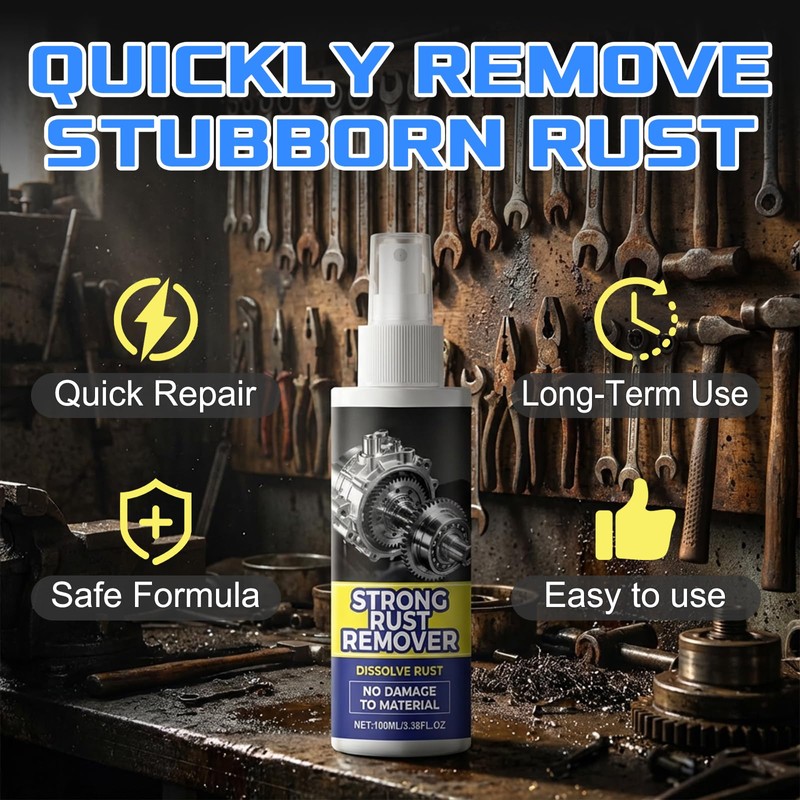 2PCS Rust Remover Spray for Metal, Multipurpose Rust Stain Remover
