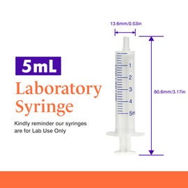 20 PCS 5 ml Plastic Syringe with Measurement, Slip Tip and No Rubber Plunger Small Syringe for for Scientific Lab Injection , Refilling, Measuring Liquids, Oil or Glue Applicator