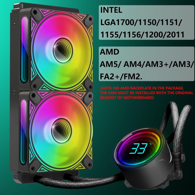 T-240MM Black ARGB Liquid CPU Water Cooling with 240mm ARGB