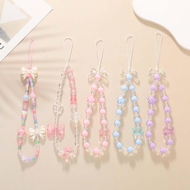YohokGo Charming Beads Phone Lanyard Cell Phone Charm - Camera Charm Bracelet Anti-Lost Wrist Strap - Cute Handmade Mobile Phones Charms Decoration for Women tm3