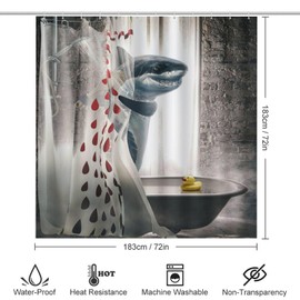 Tijuboni Funny Shark Bathroom Shower Curtain Sets 4PCS Shower Curtain Sets Shower Curtain 72x72 with Non-slip Bath Mat Toilet Rug Toilet Lid Cover