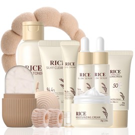 Rice Skin Care Set - Pamper Gifts For Women - Radiant Glow, Sensitive Skin Relief & Even Tone, Korean Skincare (12 Pack)