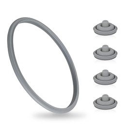 KINHARD Dichtung Schnellkochtopf, 22 cm Silikon Schnellkochtopf-Dichtung, Grau Schnellkochtopf Dichtungsring und 4 Stück Kochsignaldichtung, für 4,5L, 6,5L, 8,5L WMF Schnellkochtöpfe