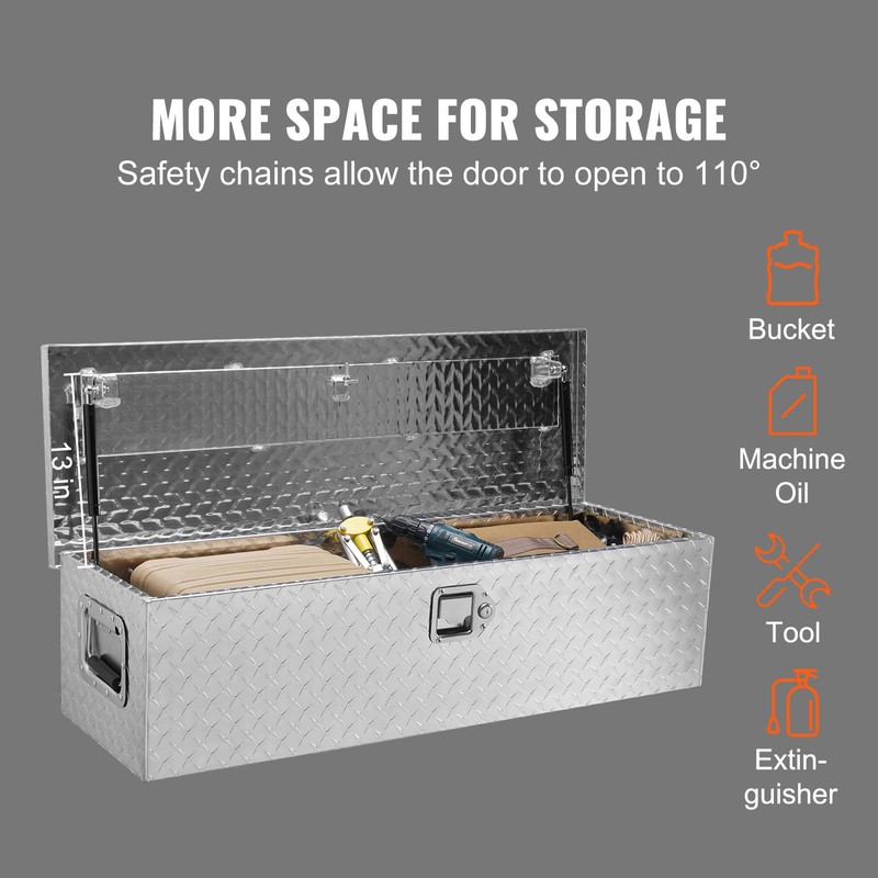 VEVOR Heavy Duty Aluminum Truck Bed Tool Box, Diamond Plate