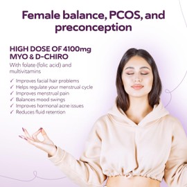 QSTA Inositol Myo PCOS 4100MG Vegan Capsules, Metabolic Function, Hormonal Balance and Psychological Function, 9-in-1 Inositol, Folate 5-MTHF, Chromium, Zinc, VIT B6, B12 & D3