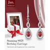 WASEE January Birthstone Earrings 925 Sterling Silver Created Garnet Dangle