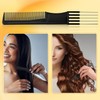 Metal Prong Pick Comb Double-Head Teasing Comb,4Pcs Black Metal Prong