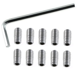 Cone Point Screw LUORNG 10PCS 1/4-20 x 1/2 inch 304 Stainless Steel Allen Head Drive Cup Point Screw, End Grub Headless Bolt with Hex Drive Wrench, Hex Hexagont Point Screw