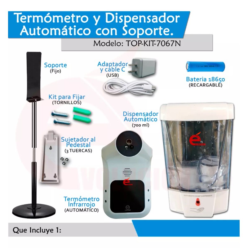 Seguridad Total Kit Termometro Automatico + Dispensador De Gel Y