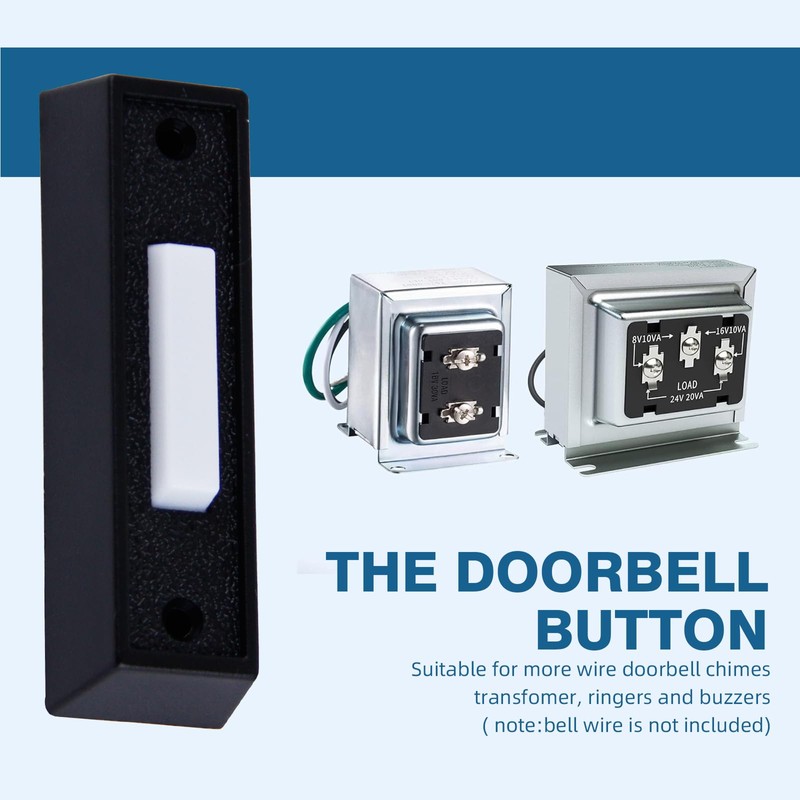 2 Pcs Lighted Doorbell Button, Wired Door Bell Push Button