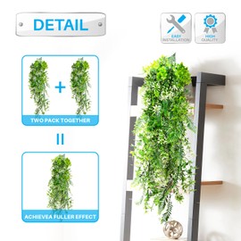 Patio Fake Hanging Plants 29.1" Artificial Branches- 4Pc Faux Ivy Vines Greenery Wall Décor Flowers Leaves House Room Decoration for Indoor Home Bedroom Outdoor Wedding Garden, Green