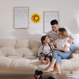 WKHOMEDECO 6.7" Spring Outdoor Metal Flowers for Outside, Sunflower Wall Art & Metal Flowers Wall Decor - Hanging Garden Art for Backyard, Patio, Yard, Porch, Bathroom & Kitchen (Indoor/Outdoor)