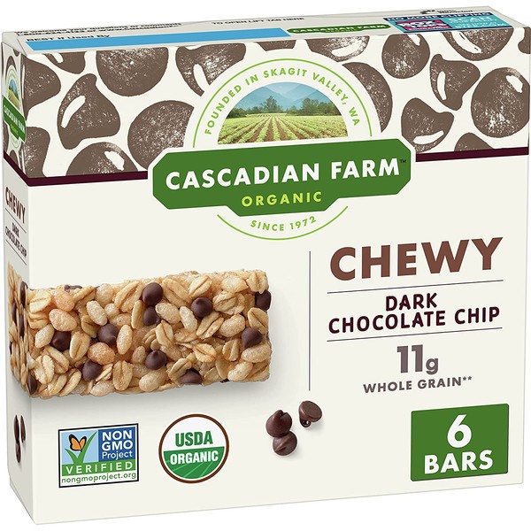 Cascadian Farm Organic Chocolate Chip Chewy Granola Bars, 6 Bars, 7.4 oz