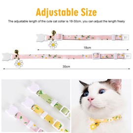 CWPFVQA Pack of 3 Small Daisy Pet Collar, Cat Collar, Cat Collar Bell, Cute Cat Collar, Cat Collar with Bell, Cat Collar with Quick Release