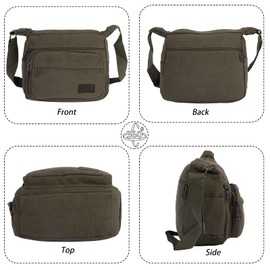 NiCoLa Shoulder Bags Canvas Messenger Bag for Men, Medium Crossbody Bags with Multiple Pockets, Shoulder Bag for Working Dog Walking Cycling Daily Use (Army Green)