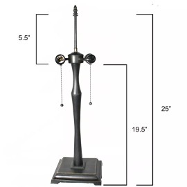 Rainbow Art Glass Doric Metal Lamp Base, Antique Bronze Finish with Gold Highlights, 25" Tall