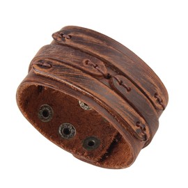 GelConnie Brown Leather Cuff Bracelet Punk Belt Braided Wrap Bracelet Viking Bangle Handmade Woven Wristband for Women, Men