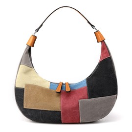 CORIOS Women Underarm Bag Canvas Handbag Ladies Top Handle Bag Casual Clutch Tote Bag for Shopping Work School Travel Casual Daily Stitching Color