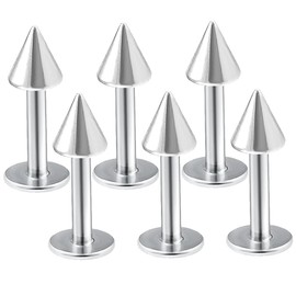 bodyjewellery 6pcs 16g Labret Lip Stud Monroe Cartilage Tragus Helix Earring Snake Bites Conch Medusa Spider Bites Piercing Spike - 6mm