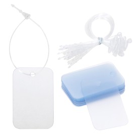 ONLYKXY 30pcs Plastic Blank Gift Tags Rectangle Clothing Tags with String Small Price Name Brand Shipping Label for Pricing Luggage Plant Jewelry Craft Yard Sale Garage Marking Hang Tags (Translucent)