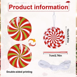 Pack of 12 Christmas Decorations for Outdoors, 15 cm Large Candyland Party Decorations, Colourful Round Candyland Decorations Made of Paper for Candy Party Christmas