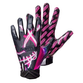Battle Sports Nightmare Cloaked Wide Receiver Football Gloves, Ultra-Tack Sticky & Grip Gloves, No Slip - Adult X-Large