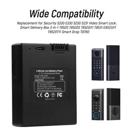MULS S330 10500mAh Battery for Eufy Security S330 E330 S230 S220 S231 Video Smart Door Lock,Smart Drop T8790,Smart Delivery Box 3-in-1 T8520 T8520S T8520J11 T8531 E8531JY1 T8520T11 Battery
