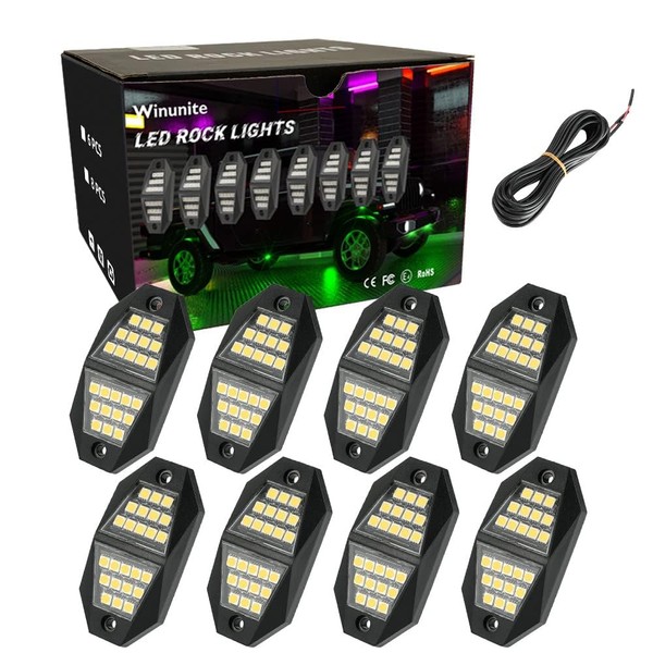 Winunite 8 Pods White Rock Lights Pure White 210 Degrees