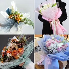 Glitter Gauze Roll, 10cmx5 Yards Floral Wrapping Mesh Roll, Plastic Decorative Mesh Net for Crafts Flower Gift Wrapping, Green