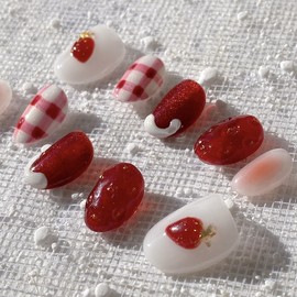 [Janef] Berry Berry StrawberryHandmade Nail Tips - No selection / [재네프]베리베리 스트로베리수제네일팁 - 선택없음