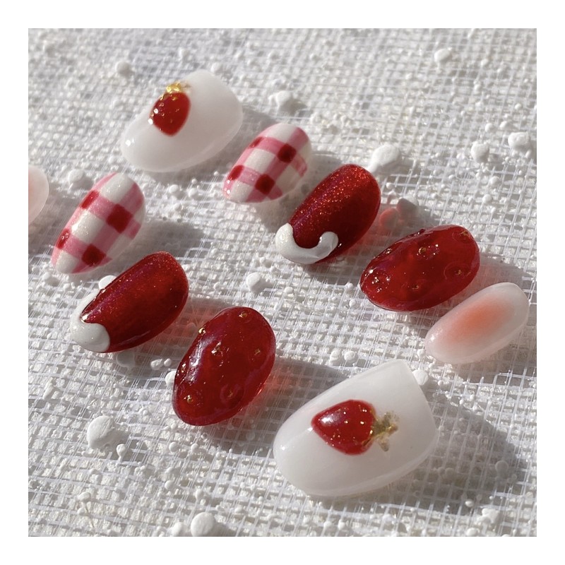 [Janef] Berry Berry StrawberryHandmade Nail Tips - No selection /