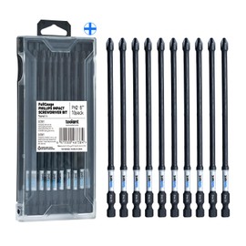 toolant 6 Inch Long Phillips Bit#2 Magnetic Anti Slip Impact Screwdriver Bits Set,10pcs Insert S2 Steel PH2 Driver Dit Set with CNC Machined Tips for Power Drill