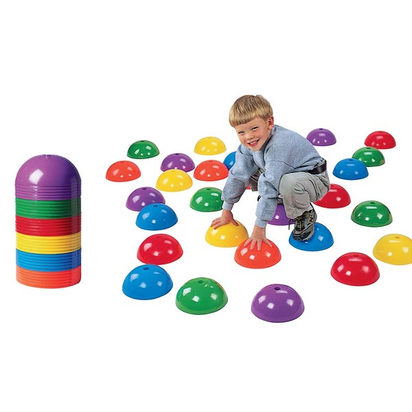 Constructive Playthings Stepping Domes, Indoor and Outdoor Exercise Cones for Kids, 36 Piece Set