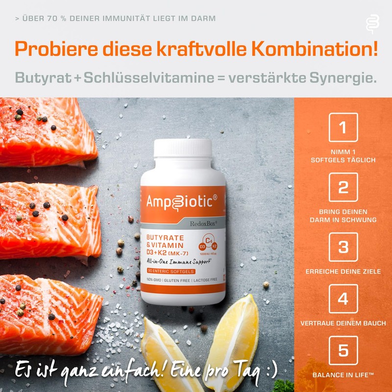 AmpBiotic® 90 Capsules by RedoxBox - Butyrate & Vitamin D3