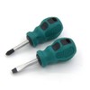 2-Piece Stubby Slotted and Phillips Screwdriver Set with Non-Slip Handle,