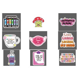 8 Pcs Nurse Cute Funny Badge Reel Retractable Accessories Bulk Nursing Healthcare Badge Holder Medical Frog Be Kind AMA Forms Fun Badge Clip LPN RN CNA Social Worker Doctor ID Card Gifts
