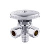 EFIELD Dual Outlet Angle Stop Valve,1/2" Crimp Barb Pex Inlet x (3/8 inch x 3/8 inch) Compression Outlet, Lead Free Chrome