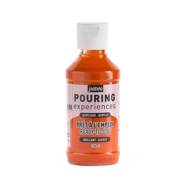 PEBEO Pouring Experiences-Ready-to-Use Premixed Acrylic Paint-Ideal for Fluid Art, Orange, 118 ml