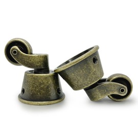 LEPEVNEY Swivel Caster Wheels Cup Type Solid Brass Castor for High Load Capacity Furniture, Universal Wheel Castors for Armchairs, Sofas, Beds, Antique Polished,φ1.77 / 45mm, Bronze 2 PCS