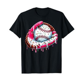 Baseball Drip Ice Cream Sprinkles Baseball Glove T-Shirt