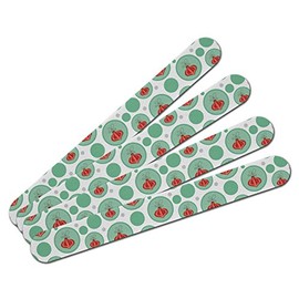 Double-Sided Nail File Emery Board Set 4 Pack - Holiday Christmas New Years - Red Ornament on Green Christmas Winter