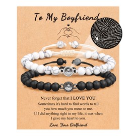 UNGENT THEM Gifts for Boyfriend Bracelet Birthday Gift Ideas I Love You Christmas 1 Year Anniversary Sweetest Valentines Day Gifts for Him Bf Boyfriend from Girlfriend