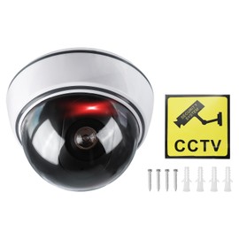 PATIKIL Fake Security Camera Dummy Dome Camera with Flashing Red LED Light and Screws for Indoor and Outdoor Home Business White