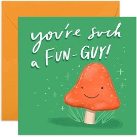 Old English Co. You're Such A Fun-Guy Birthday Card - Funny Mushroom Themed Card for Him or Her | For Men, Brother, Dad, Son, Nephew | Blank Inside & Envelope Included