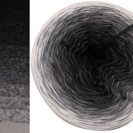 Bobbel Colour Gradient Yarn 300 g - 1140 m 4-ply Wool Knitting Wool (Black Cat - Light Grey Outside)