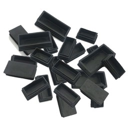 Lokatall Tubing Post End Cap, 24pcs Plastic Plugs Black Ribbed Tube Inserts Tube Insert Covers for Chairs Desks Tables Beds Furniture Foot Plug Steel Pipe Cover (Rectangular 10x20mm)
